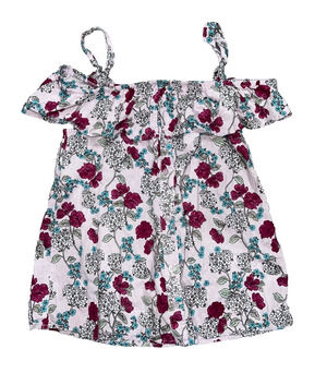 No Comment Blouse Striped Floral Print Tiered Ruffle 16 yrs Sleeve top A004999